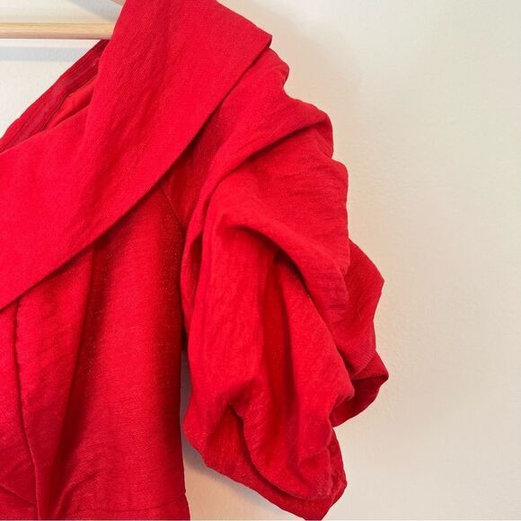 Bardot Devlin Twist Mini Dress in Lipstick Red Size 10 / L Off The Shoulder - Picture 6 of 11